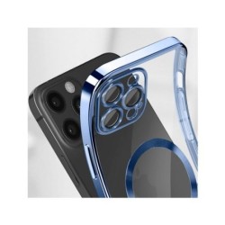 funda cool iphone 15 pro max mag azul transparente borde azul compat c.magnetico