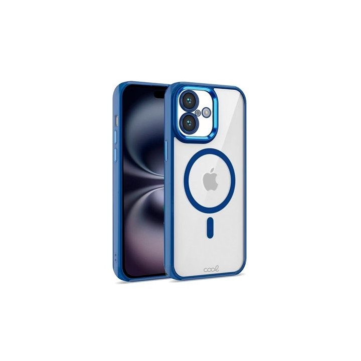 funda cool iphone 16 magnetica azul transparente borde azul compat c.magnetico