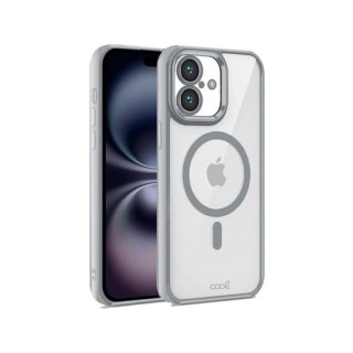 funda cool iphone 16 magnetica plata transparente borde plata compat c.magnetico