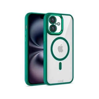 funda cool iphone 16 magnetica verde transparente borde verde compat c.magnetico