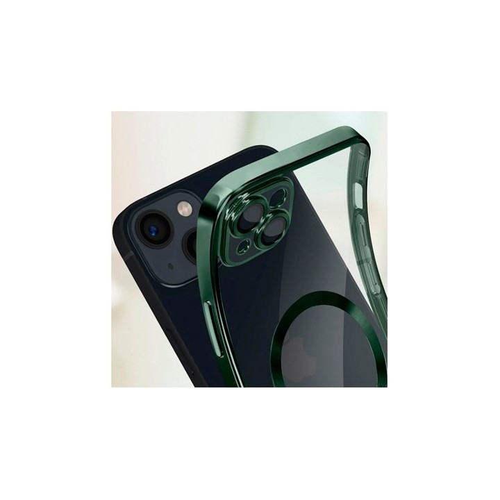 funda cool iphone 16 magnetica verde transparente borde verde compat c.magnetico
