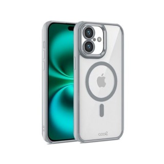 funda cool iphone 16 plus magnetica plata transparente borde plata compat c.magnetico