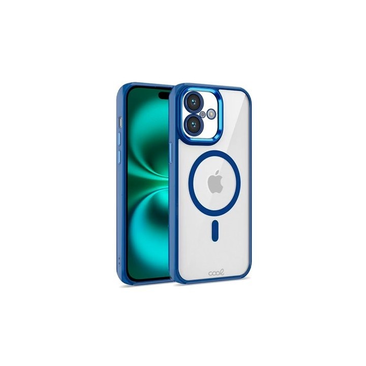 funda cool iphone 16 plus magnetica azul transparente borde azul compat c.magnetico