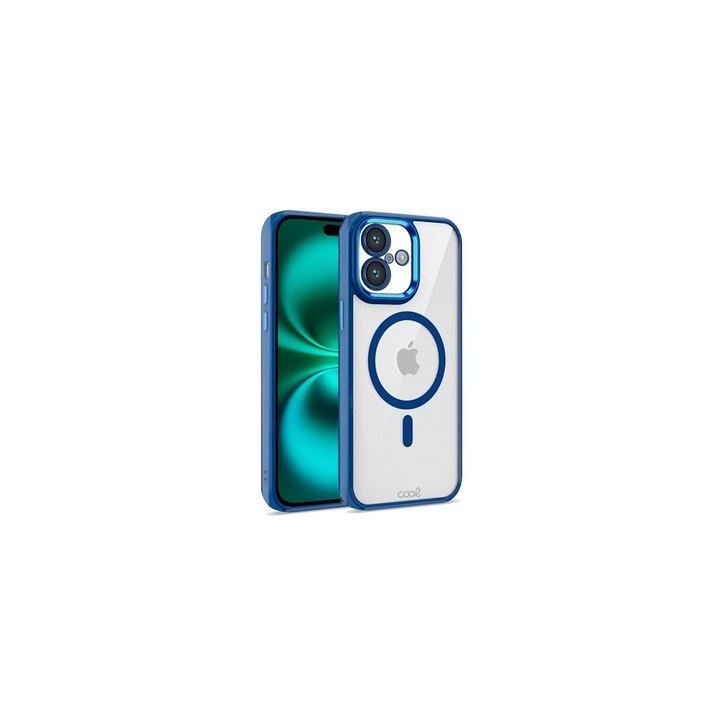 funda cool iphone 16 plus magnetica azul transparente borde azul compat c.magnetico