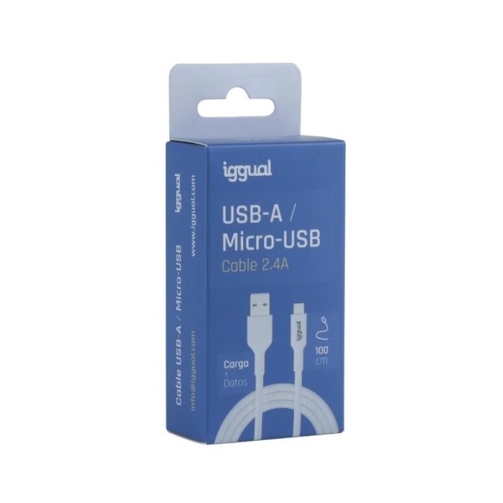 iggual cable usb-a/micro-usb 100 cm blanco