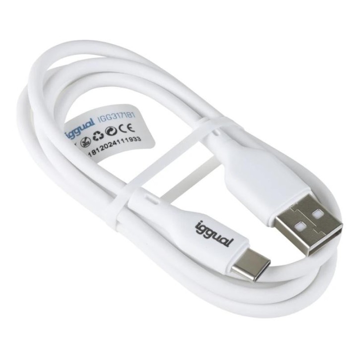 iggual cable usb-a/usb-c 100 cm blanco q3.0 3a