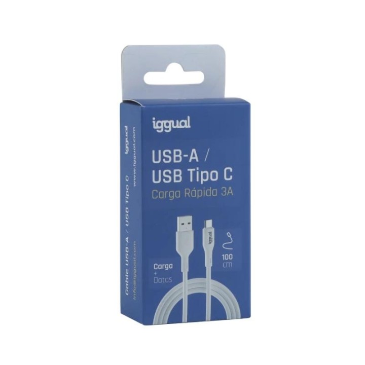 iggual cable usb-a/usb-c 100 cm blanco q3.0 3a