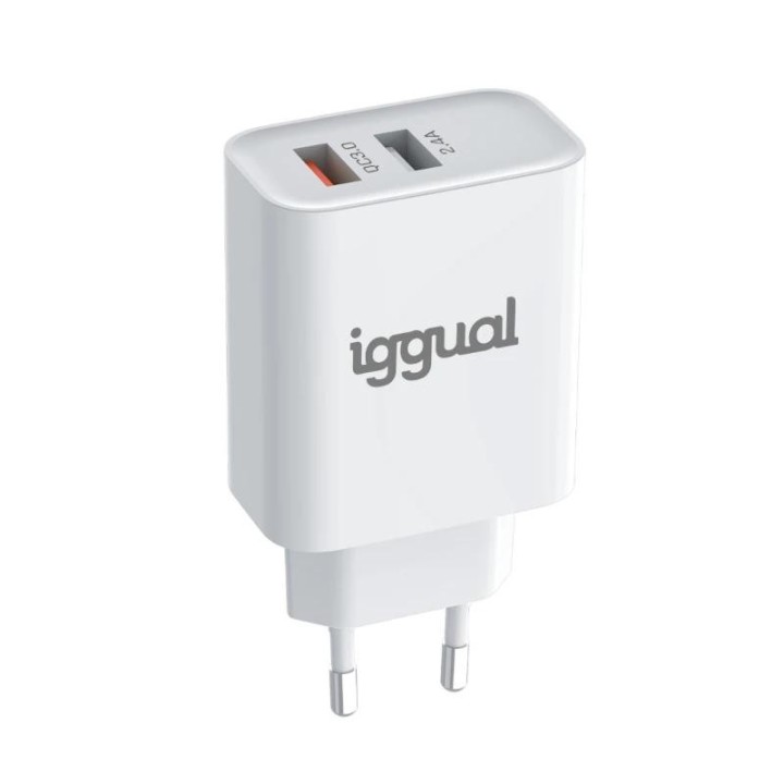 iggual cargador doble 2xusb carga rapida qc3.0 30w