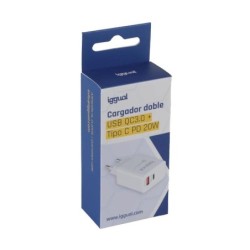 iggual cargador doble usb qc3.0 + tipo c pd 20w