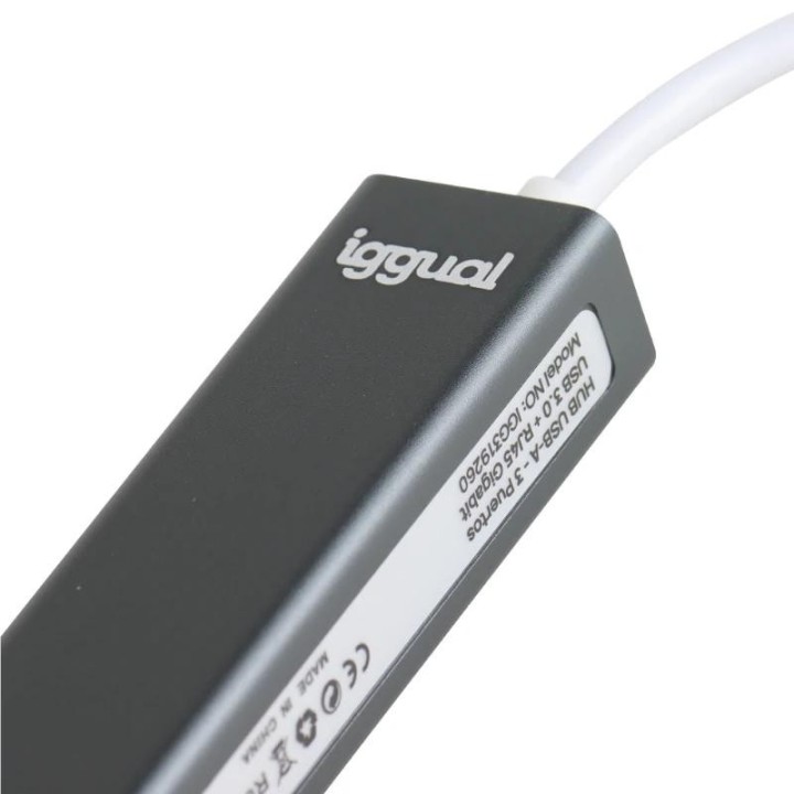 iggual hub usb-a 3 puertos usb 3.0 + rj45 gigabit