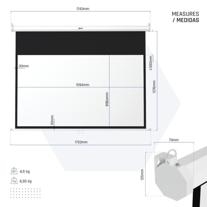 iggual pantalla manual 16:9 72 159x89 cm