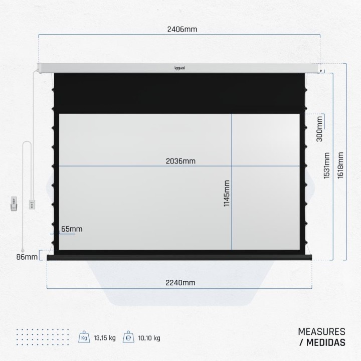 iggual pantalla elec tensionada 16:9 92 203x114cm