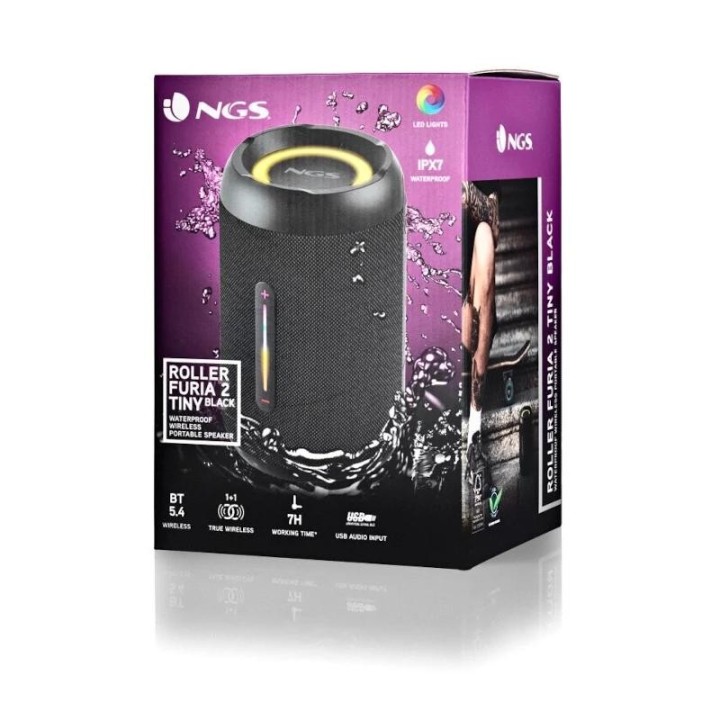 ngs altavoz portatil bt, luces rgb ipx7