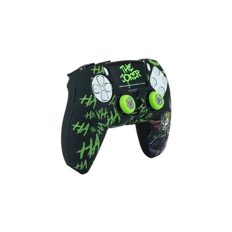 kit funda+grips+sticker mando ps5 fr-tec dc joker carcasa sticker grips brilla oscuridad