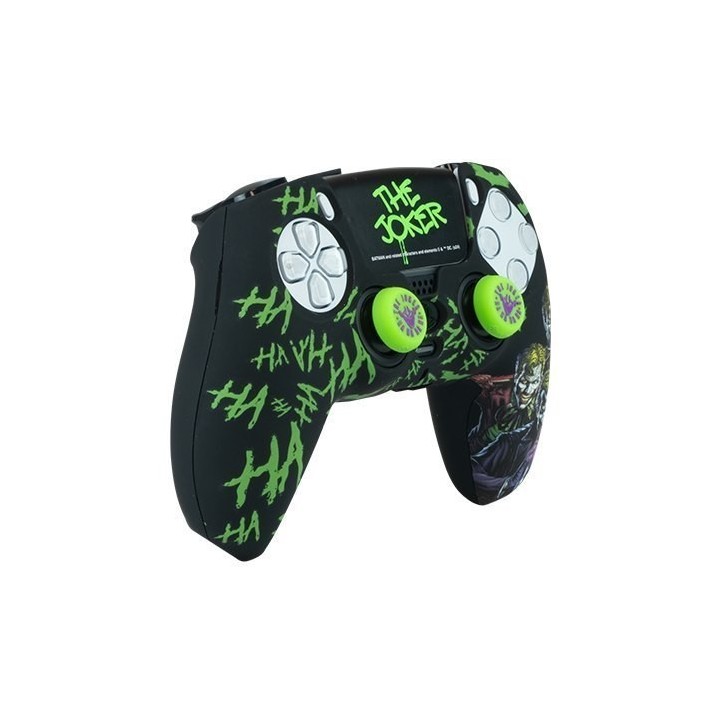 kit funda+grips+sticker mando ps5 fr-tec dc joker carcasa sticker grips brilla oscuridad