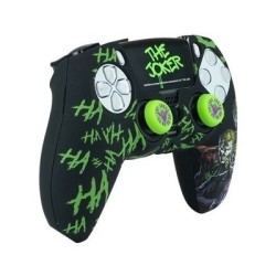 kit funda+grips+sticker mando ps5 fr-tec dc joker carcasa sticker grips brilla oscuridad