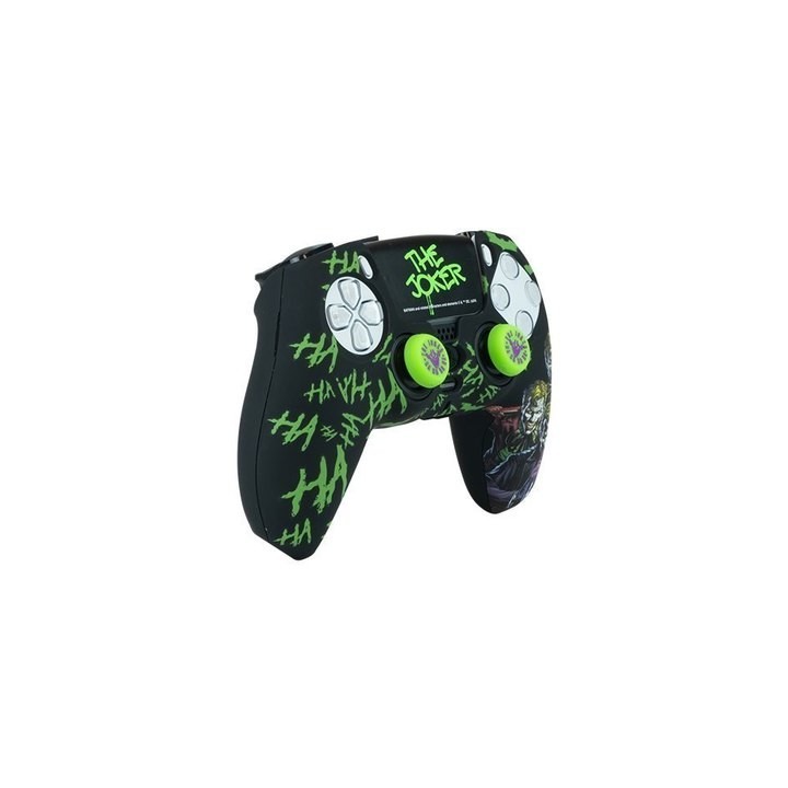 kit funda+grips+sticker mando ps5 fr-tec dc joker carcasa sticker grips brilla oscuridad