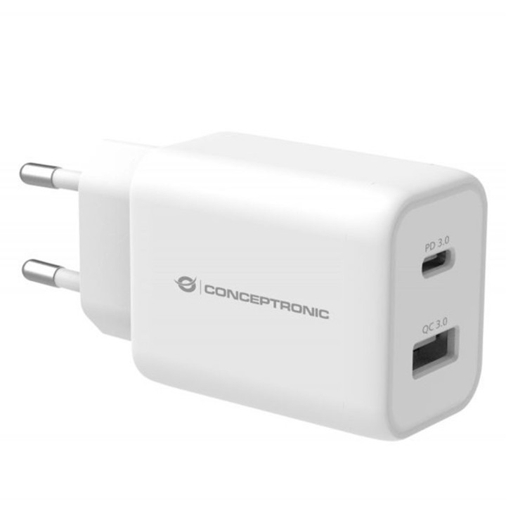 conceptronic cargador conceptronic carga rapida pd 1 puerto usb - a althea - 33w - blanco