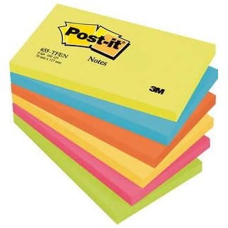 post-it pack 6 blocs 100 hojas notas adhesivas 76x127mm coleccion energetic 655-tfenn post-it 710017