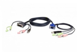 aten vga usb to dvi kvm cable 3m cable para video, teclado y raton (kvm)