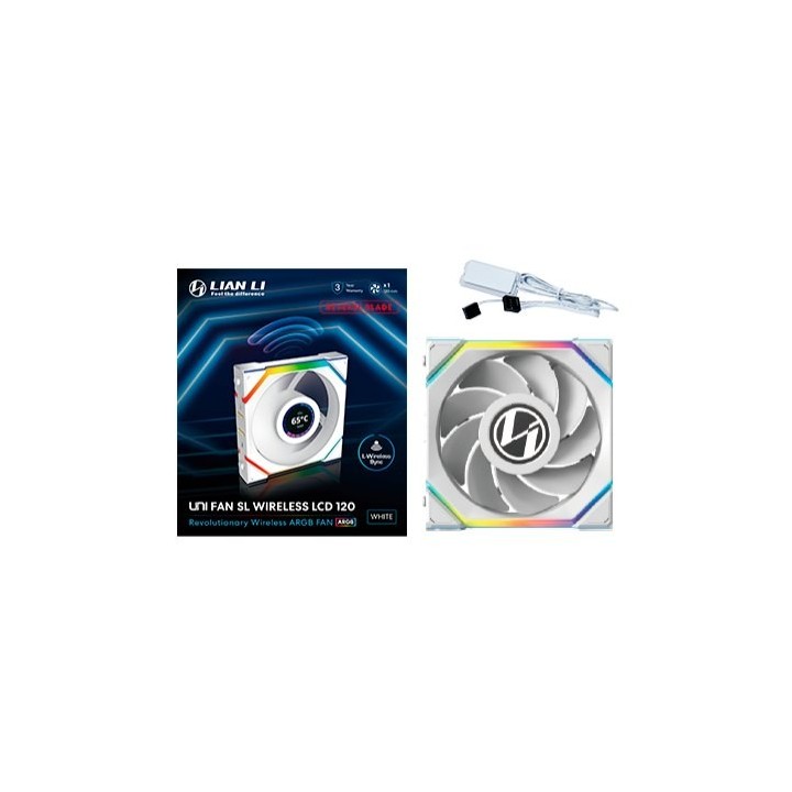 ventilador 120x125 lian li unifan sl wireless lcd rv wh reverse 1 pack receiver argb