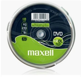maxell maxell dvd 8,5 gb. grabable. doble capa. tarrina 10 unidades. 4x