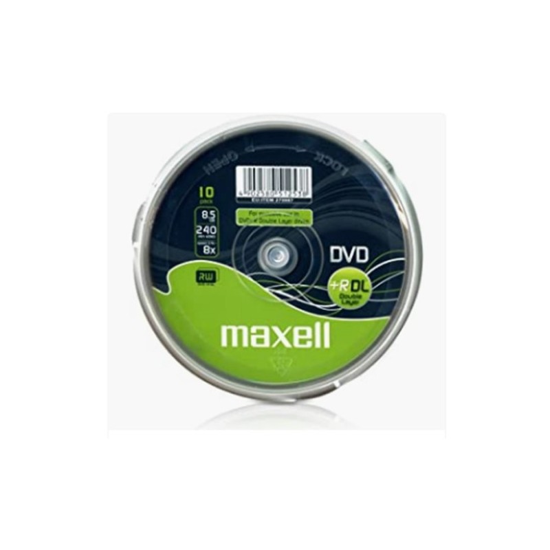 maxell maxell dvd 8,5 gb. grabable. doble capa. tarrina 10 unidades. 4x