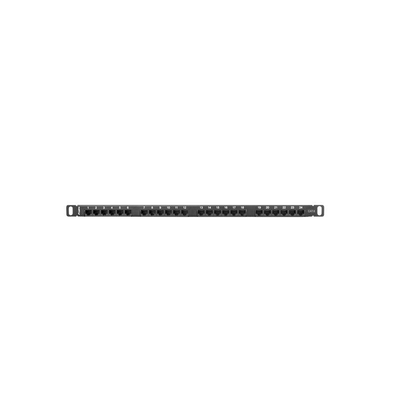 lanberg patch panel lanberg cat.6 utp 24 puertos 0.5u rack 19 negro
