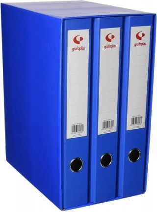 grafoplas modulo 3 carpetas 2 anillas 40 mm azul folio 290x350x180 grafoplas 7284330