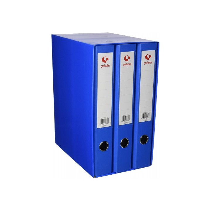 grafoplas modulo 3 carpetas 2 anillas 40 mm azul folio 290x350x180 grafoplas 7284330