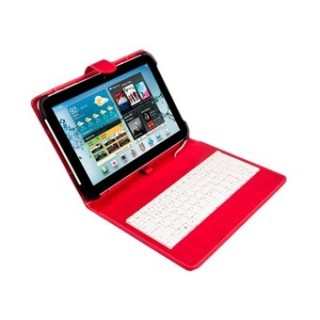 silver ht funda universal silver ht para tablet 9 - 10.1 pulgadas + teclado con cable micro usb rojo