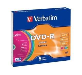 verbatim pack 5u dvd-r 16x 4.7gb slim case 43557