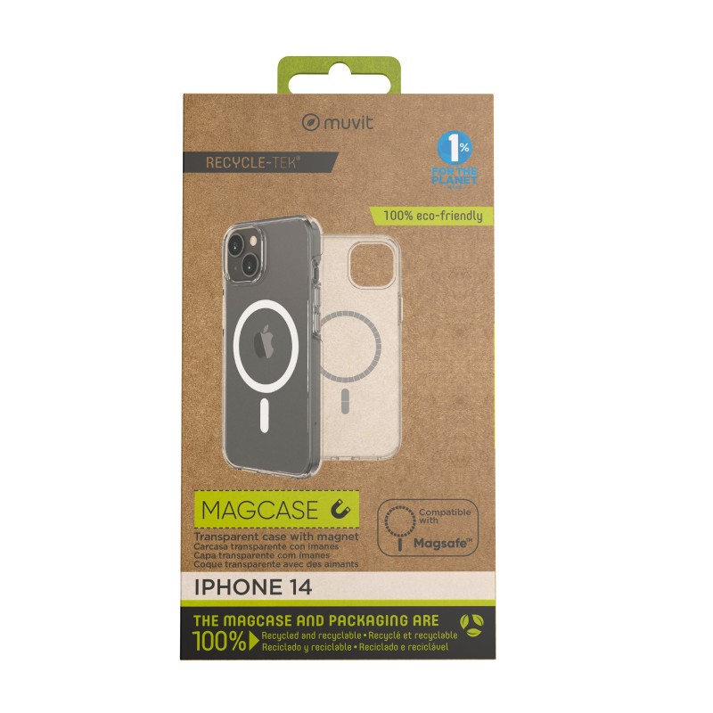 muvit funda muvit recycletek magsafe para apple iphone 14 transparente