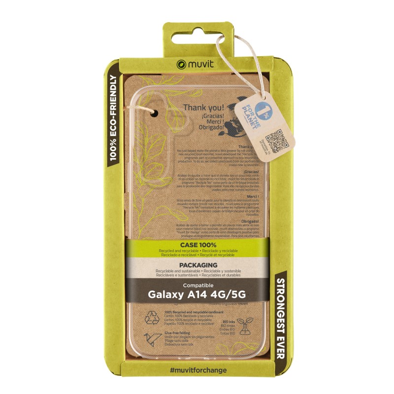 muvit funda muvit recycletek para samsung galaxy a14 4g - 5g transparente