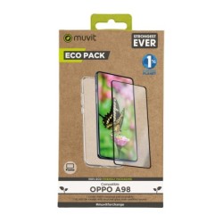 muvit funda muvit para oppo a98 + protector de pantalla vidrio templado plano marco negro