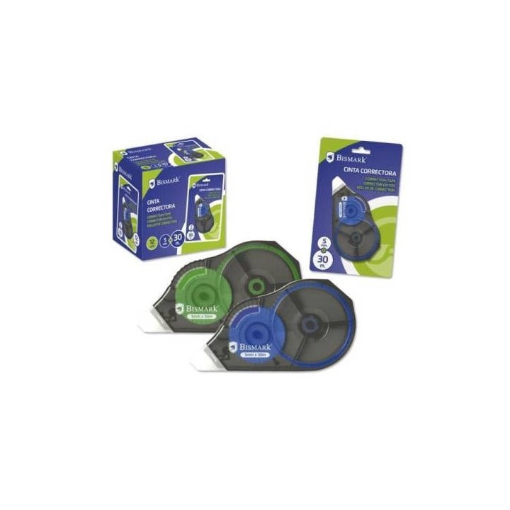 bismark cinta correctora 30 metros x 5 mm. bismark 325759  pack: 12 unidades