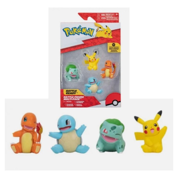 jazwares pack 4 figuras pokemon iniciales de kanto