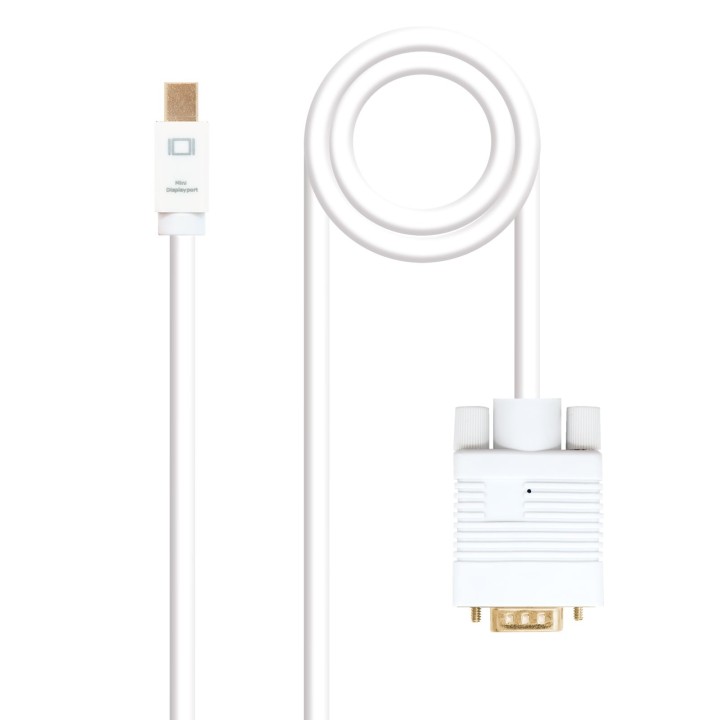 nanocable cable nanocable conversor mini dp a vga mini dp - m -  vga - m blanco 3.0 m