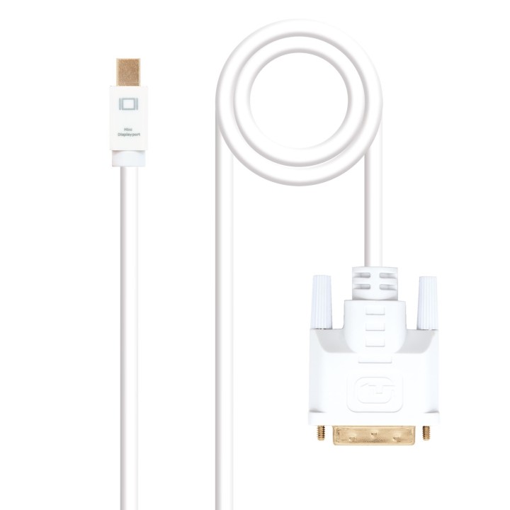 nanocable cable nanocable conversor mini dp a dvi mini dp - m -  dvi - m blanco 2.0 m
