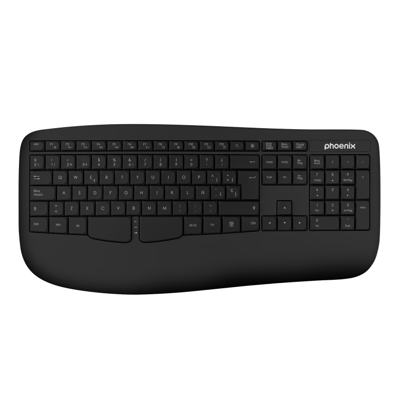 phoenix technologies phoenix k201 teclado ergonomico inalambrico 2.4ghz negro