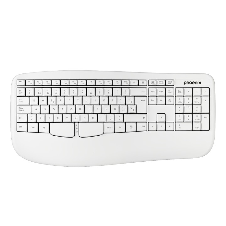 phoenix technologies phoenix k201 teclado ergonomico inalambrico 2.4ghz blanco