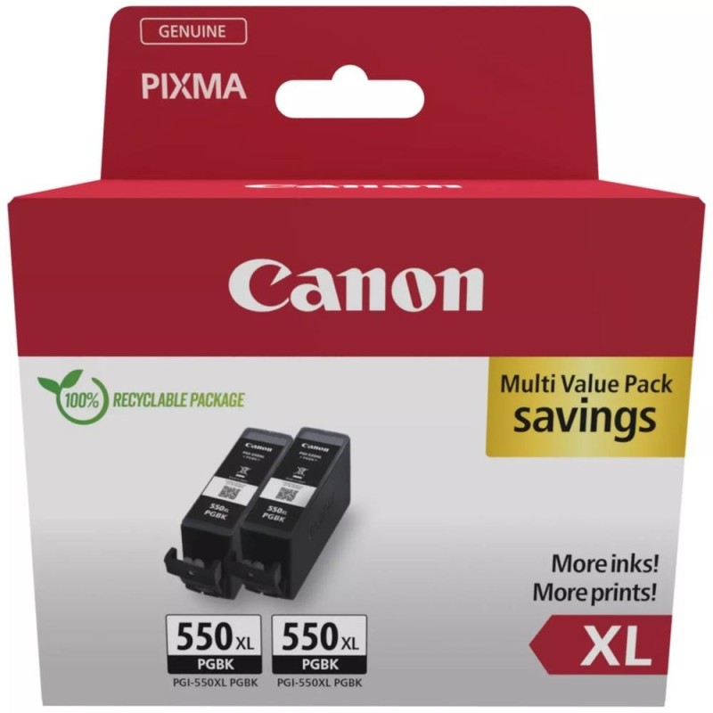 canon pack cartucho tinta canon pgi - 550xl negro 2 uds