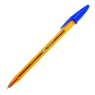 bic boligrafo cristal fine cuerpo naranja trazo 0,3 mm. color azul bic 872730  pack: 50 unidades