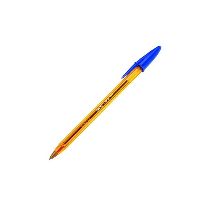 bic boligrafo cristal fine cuerpo naranja trazo 0,3 mm. color azul bic 872730  pack: 50 unidades