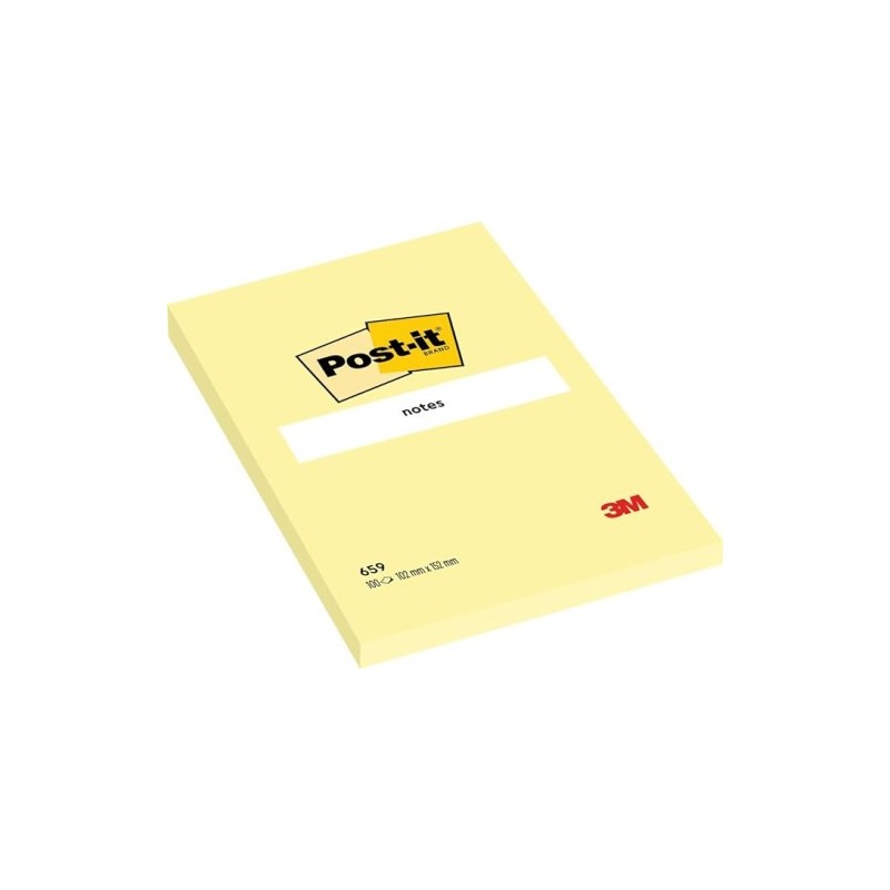 post-it blocs 100 hojas notas grandes adhesivas 101x152mm canary yellow 659 post-it 7100172752