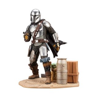 kotobukiya figura kotobukiya star wars the mandalorian mandaloriano & the child grogu estatua artfx