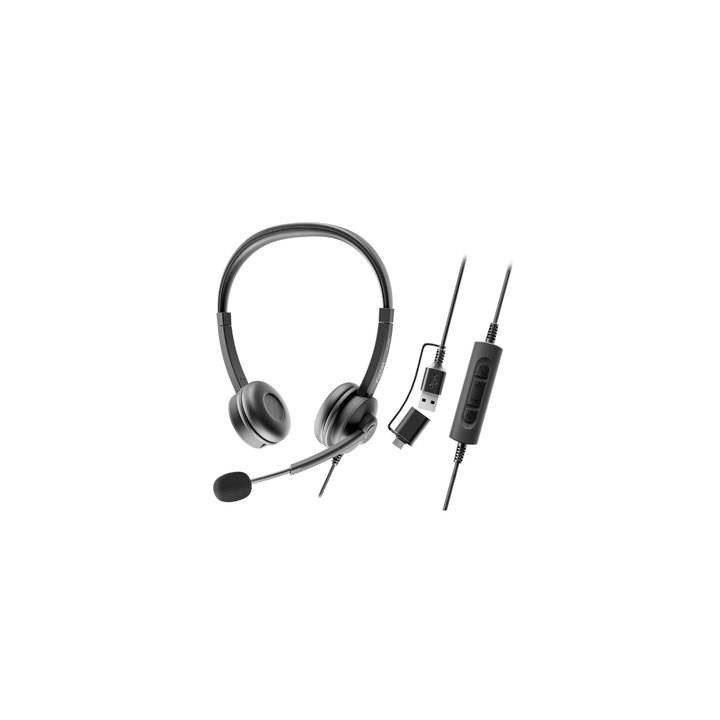 auriculares axtel flow stereo usb-c + usb-a cancelacion ruido 40mm cable stereo hd