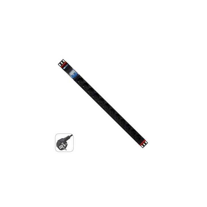wp european cabling solution regleta rack wp 1u 12 enchufes schuko con magnetotermico
