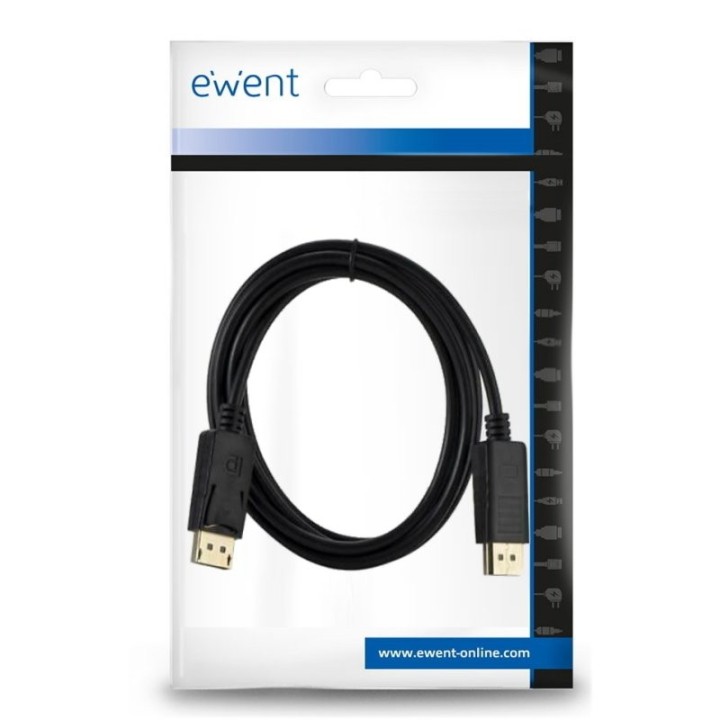 ewent cable displayport 4k @ 60hz, a/a awg28, 1mt
