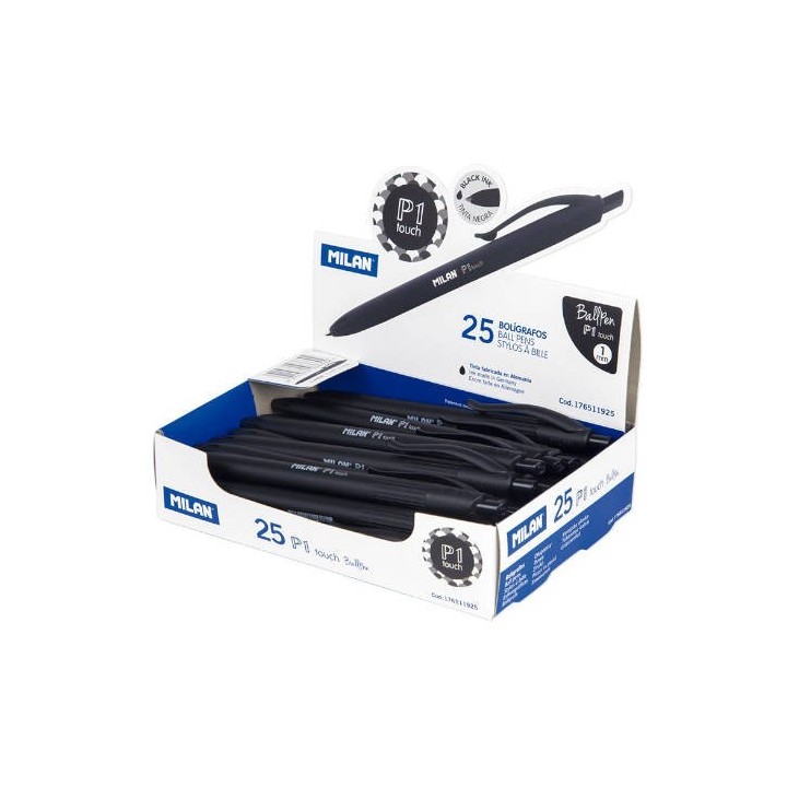 milan expositor 25 boligrafos p1 touch negro milan 76511925